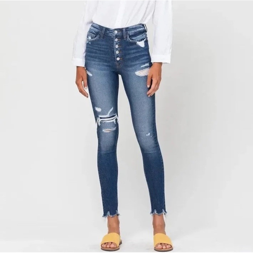 NWT Vervet Haylie Hi-Rise Skinny Blue Jeans -Women's 29x28- Stretch Distressed